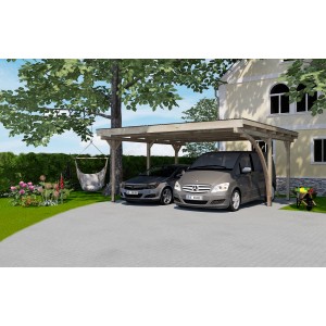 Weka Doppelcarport 616 A mit Rundbogen, 500x500 cm, für zwei PKW.