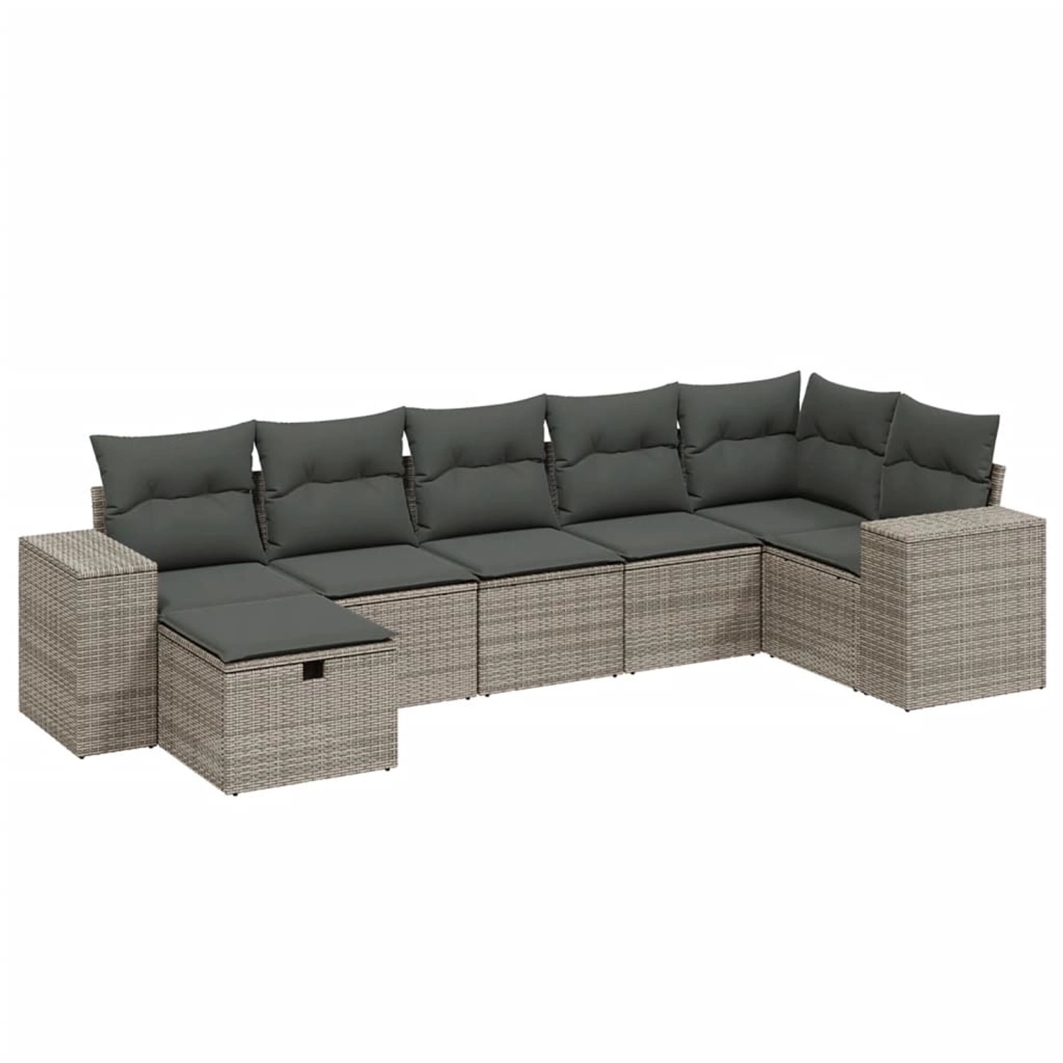 vidaXL 7-Tlg Garten-Sofagarnitur mit Kissen Grau Poly Rattan 3264456 günstig online kaufen