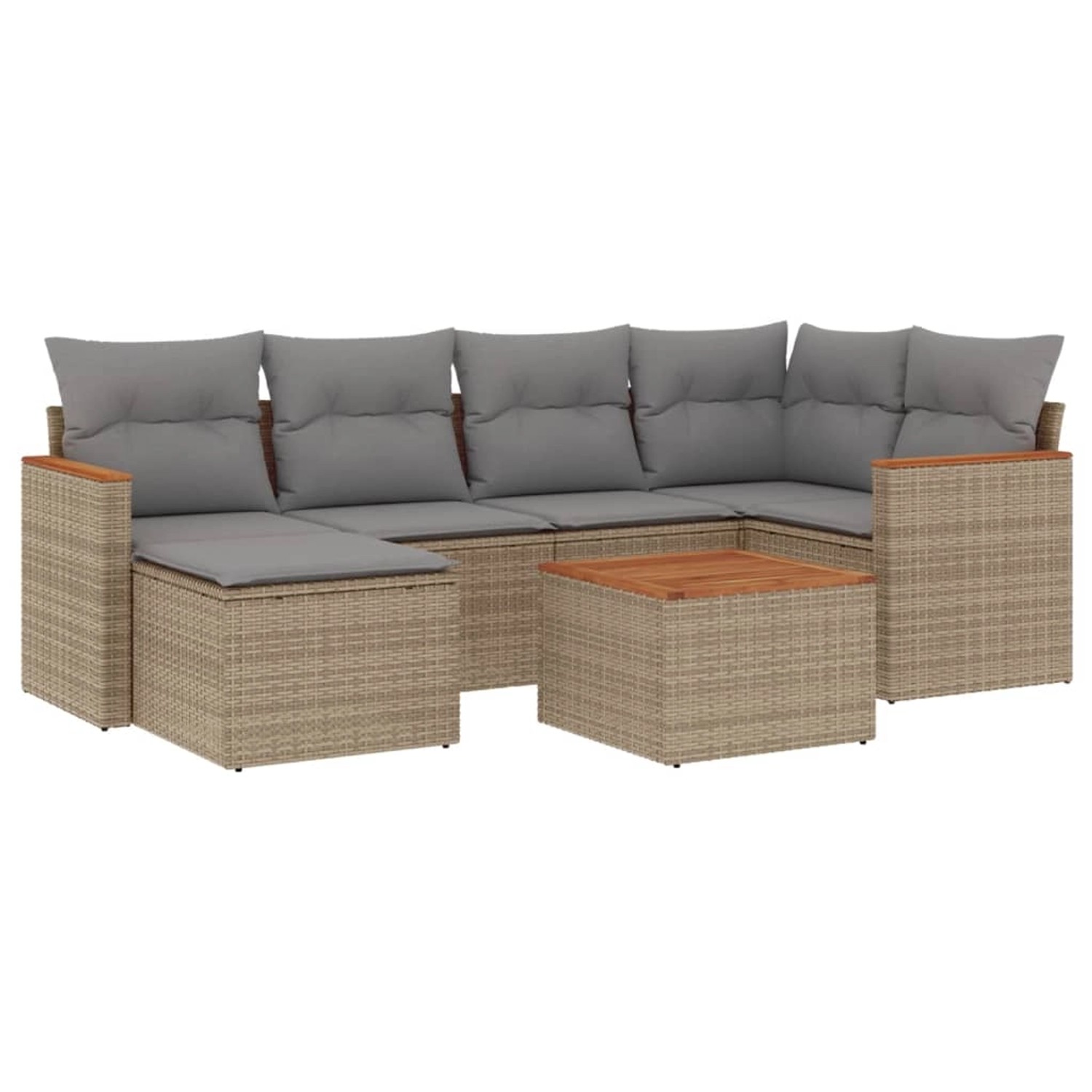 vidaXL 7-Tlg Garten-Sofagarnitur mit Kissen Beige Poly Rattan 3226185 günstig online kaufen