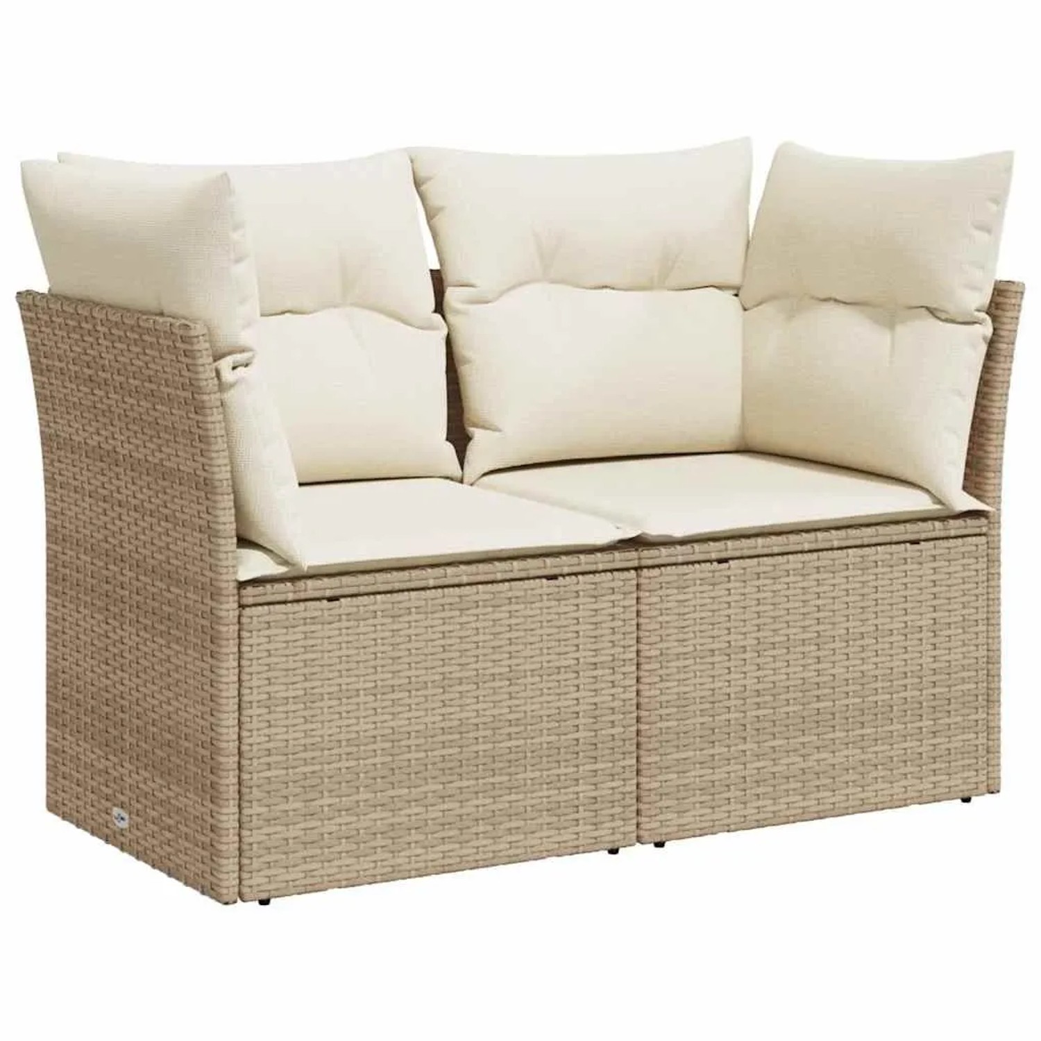 vidaXL Gartensofa mit Kissen 2-Sitzer Beige Poly Rattan 366075 günstig online kaufen