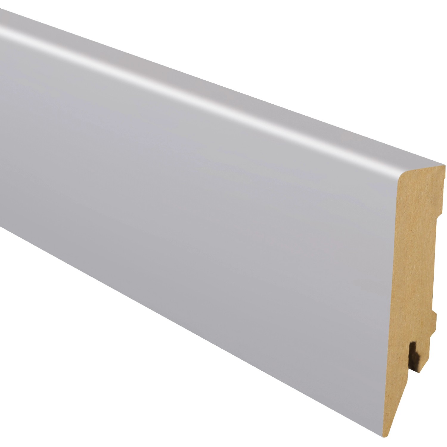 Sockelleiste MDF K80 foliert Aluminium 75 mm x 18 mm x 2600 mm