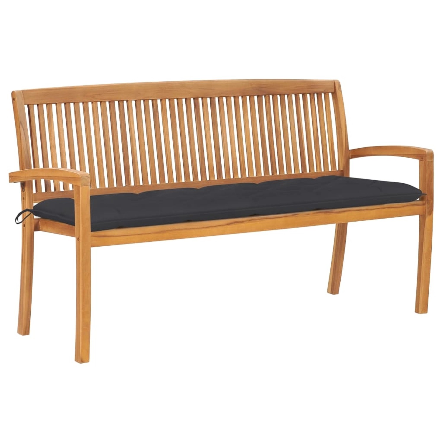 vidaXL Stapelbare Gartenbank mit Auflage 159 cm Massivholz Teak 3063321
