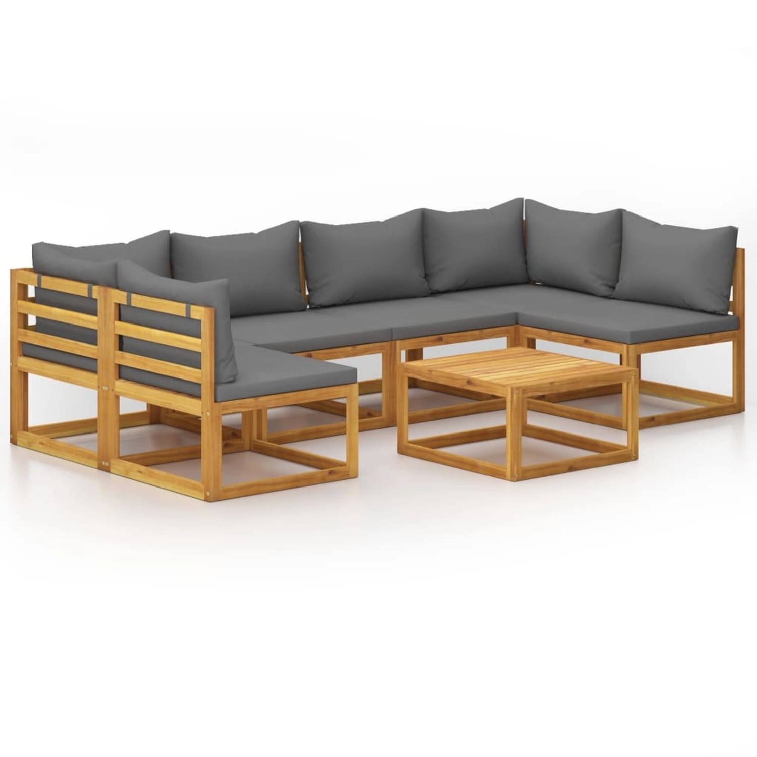 vidaXL 7-tlg Garten-Lounge-Set mit Auflagen Massivholz Akazie Modell 3