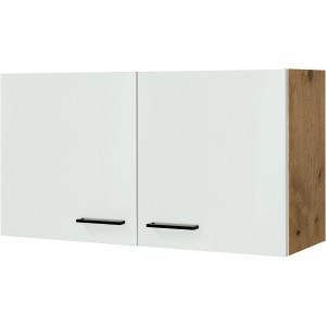 Flex-Well Vintea Oberschrank, 100 cm, Magnolie/Eiche, Küchen-Hängeschrank mit zwei Türen.