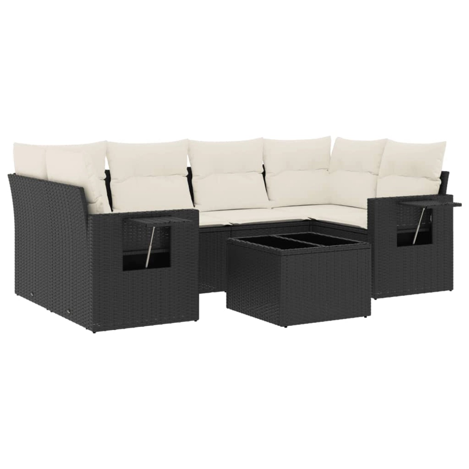 vidaXL 7-Tlg Garten-Sofagarnitur mit Kissen Schwarz Poly Rattan 3219915 günstig online kaufen