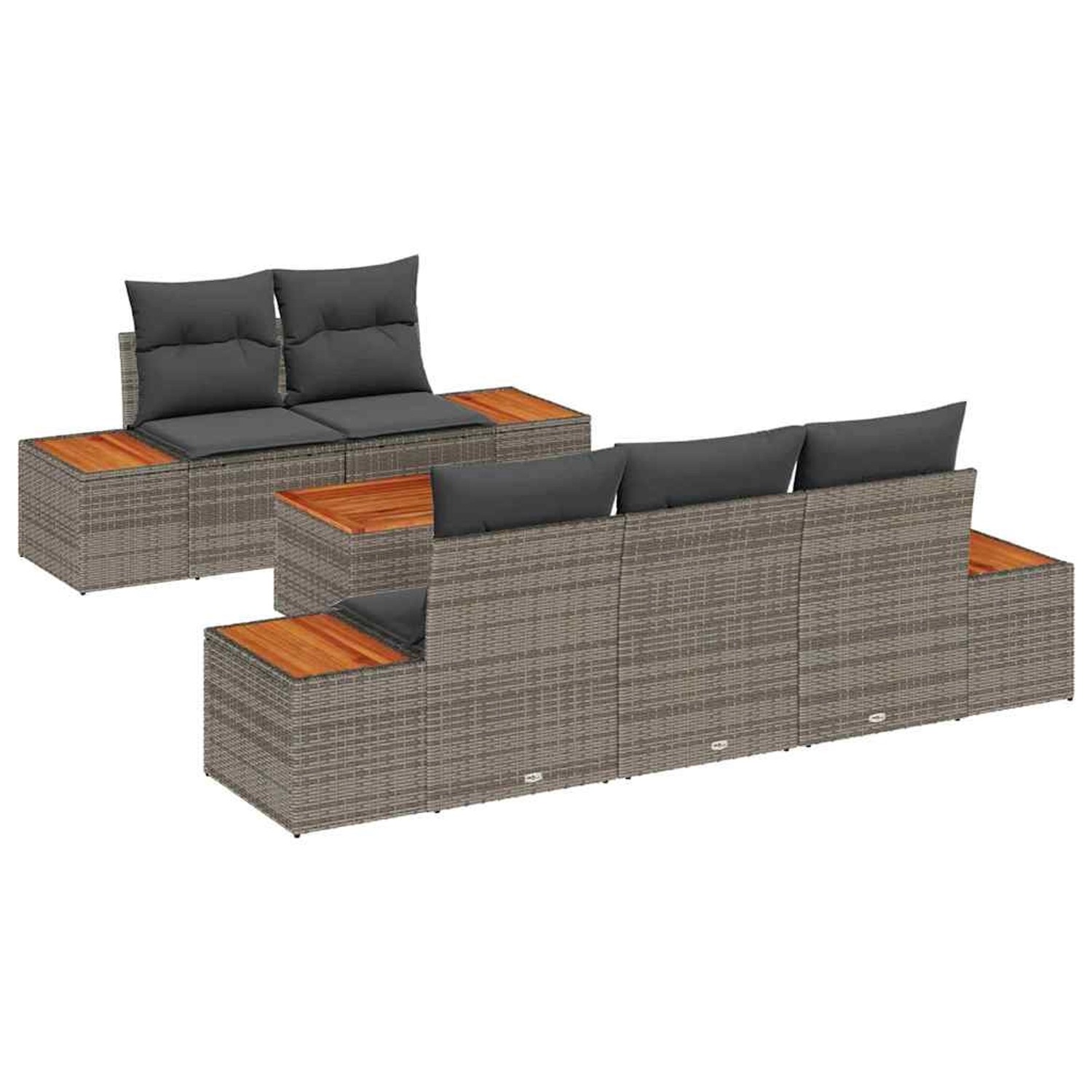 vidaXL Garten-Sofa-Set mit Kissen mit Speicher 6-Tlg Grau Poly Rattan 33566 günstig online kaufen