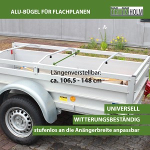 3er Set TRUTZHOLM Planenbügel aus Alu, verstellbar von 1065-1480 mm, für Autoanhänger.