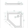 Technische Zeichnung einer fünfeckigen Duschwanne 100x100 cm mit Maßangaben.
