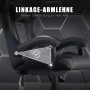 Detailaufnahme: Schwarzer Rattantree Gaming Stuhl mit verstellbarer Armlehne.