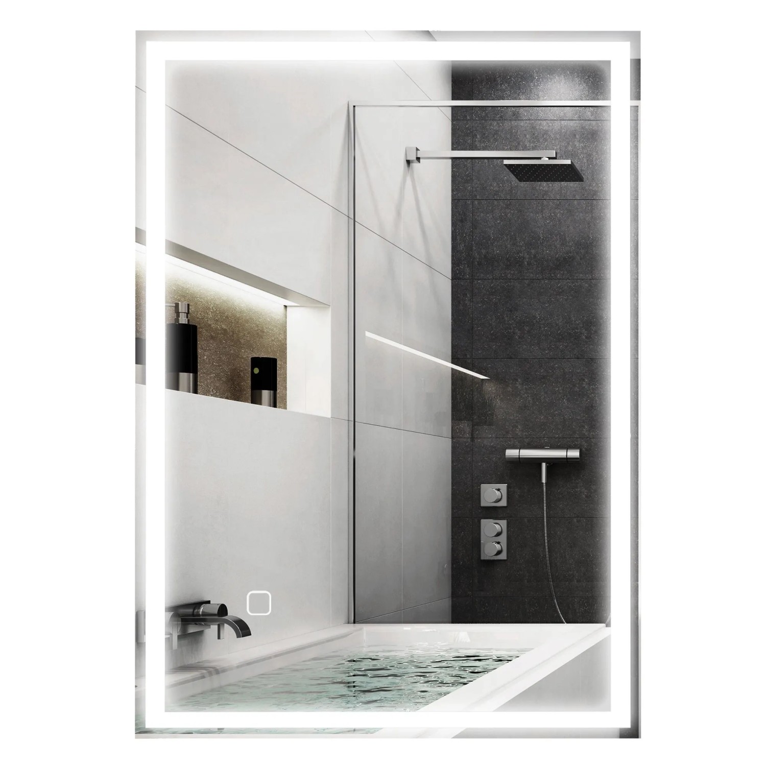 HOMCOM Badspiegel 70 x 50 cm Wandspiegel Beschlagfrei mit Touchschalter IP44