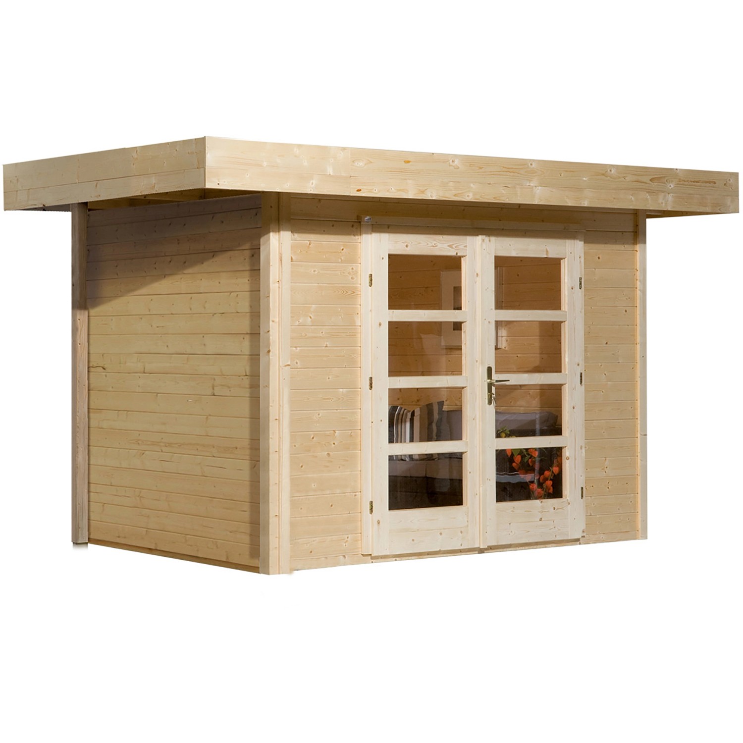 Weka Holz-Gartenhaus/Gerätehaus Designhaus 126 Plus Flachdach Unbehandelt 284 cm