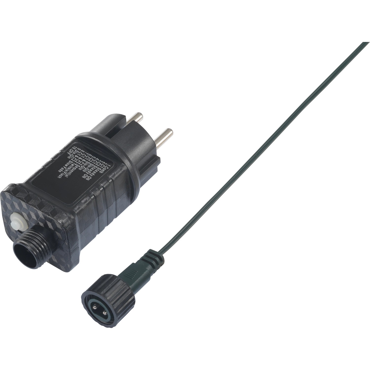 Netzteil und Stecker für LED-Lichterkette, geeignet für warmweiße und mehrfarbige Lichter.