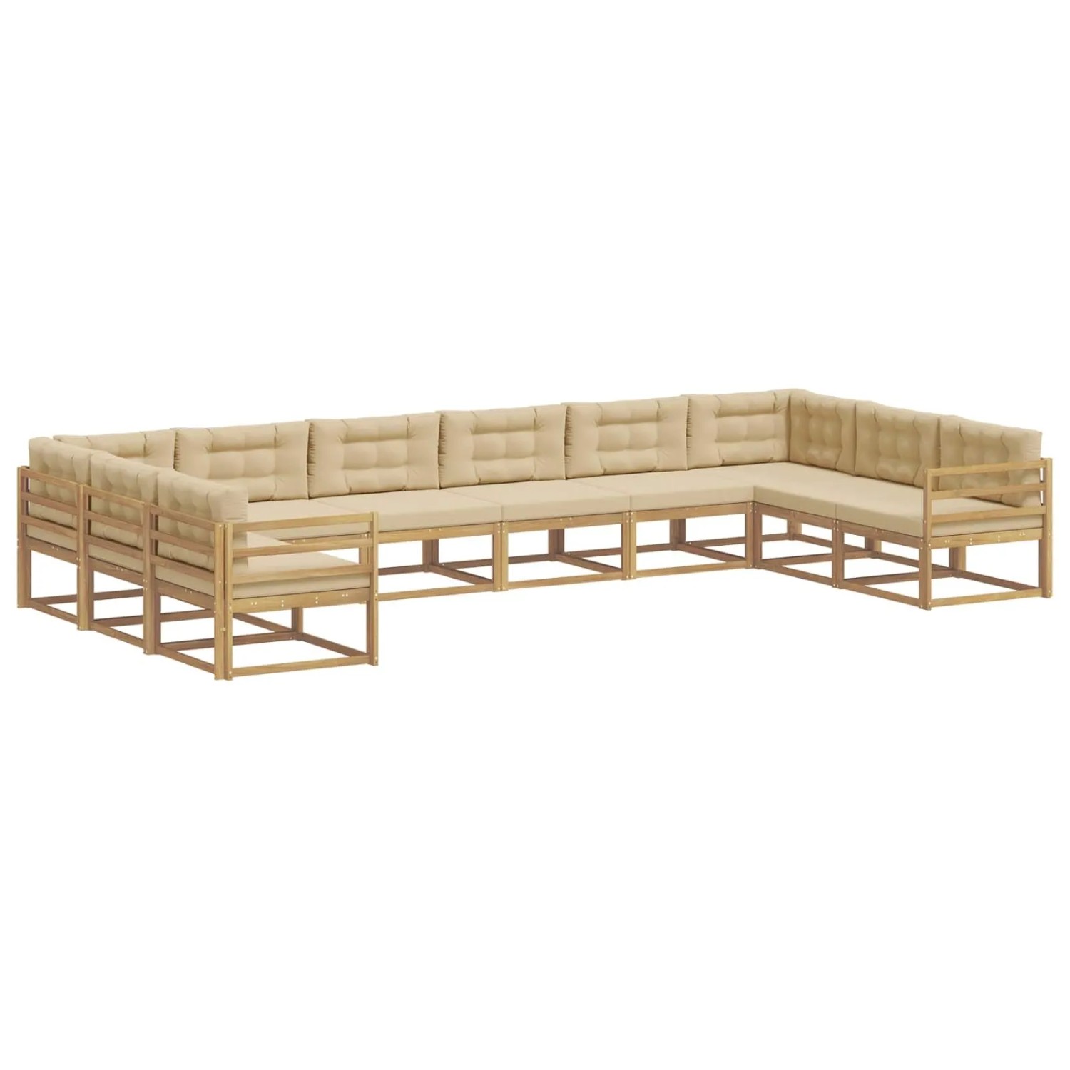 vidaXL Outdoor-Sofagarnitur mit Kissen 10-Tlg Weiß und Beige 3387092