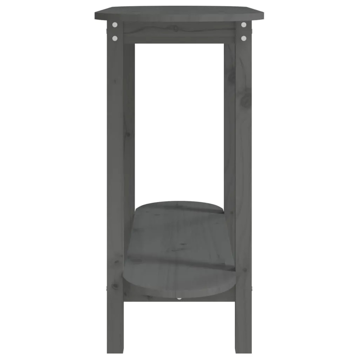 Grauer vidaXL Konsolentisch aus Kiefernholz mit Ablage, 110x40x80 cm.