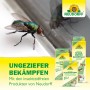 Neudorff Produkte zur Schädlingsbekämpfung, inklusive Wespenstopp Permanent, mit Fliege im Vordergrund.