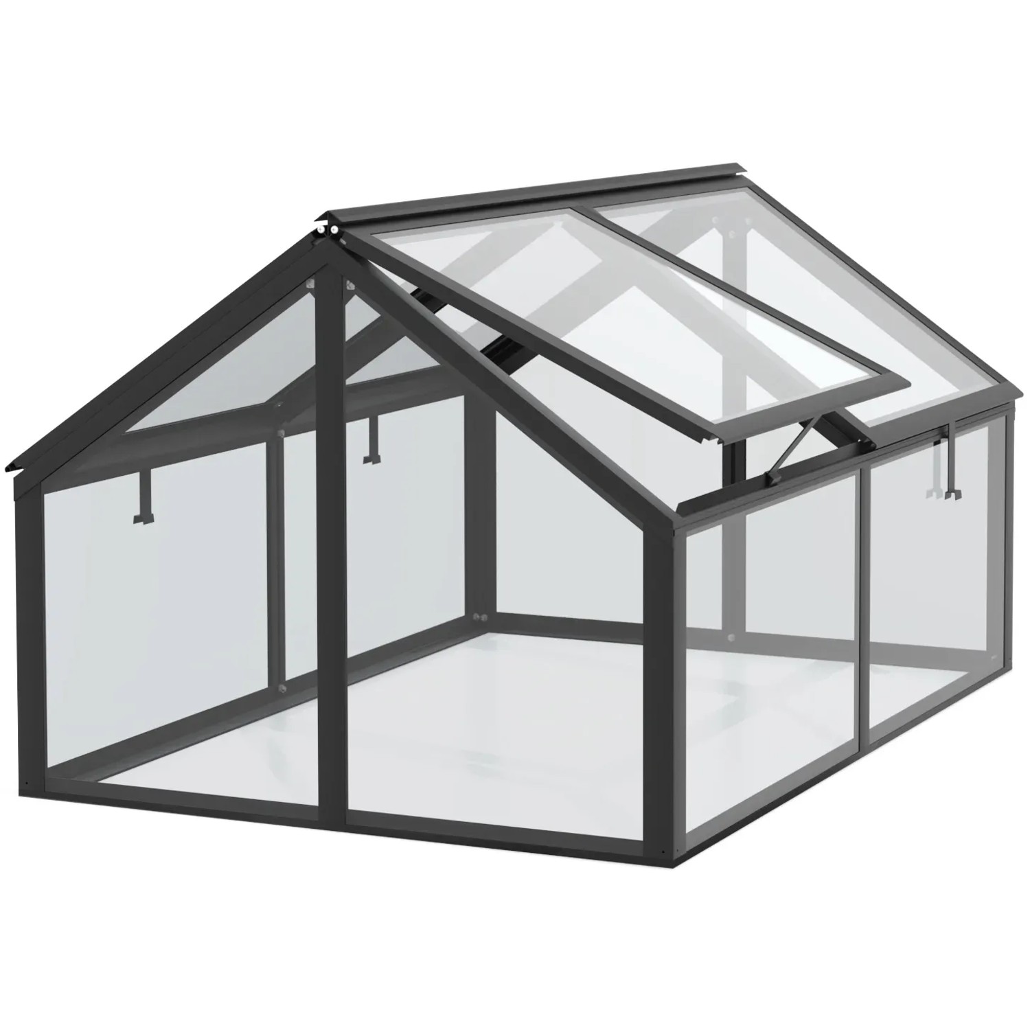Vitavia Frühbeet Gamma ESG Schwarz, mit aufstellbaren Dachfenstern. Ideal für die Anzucht.