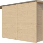 Bertilo Holz-Gartenhaus mit Pultdach, unbehandelt, 386x180 cm. Gartenhaus mit Anbau und naturbelassener Holzoptik.