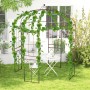 Costway Rosenbogen aus Metall mit Rankgitter, umrankt mit Pflanzen, im Garten.