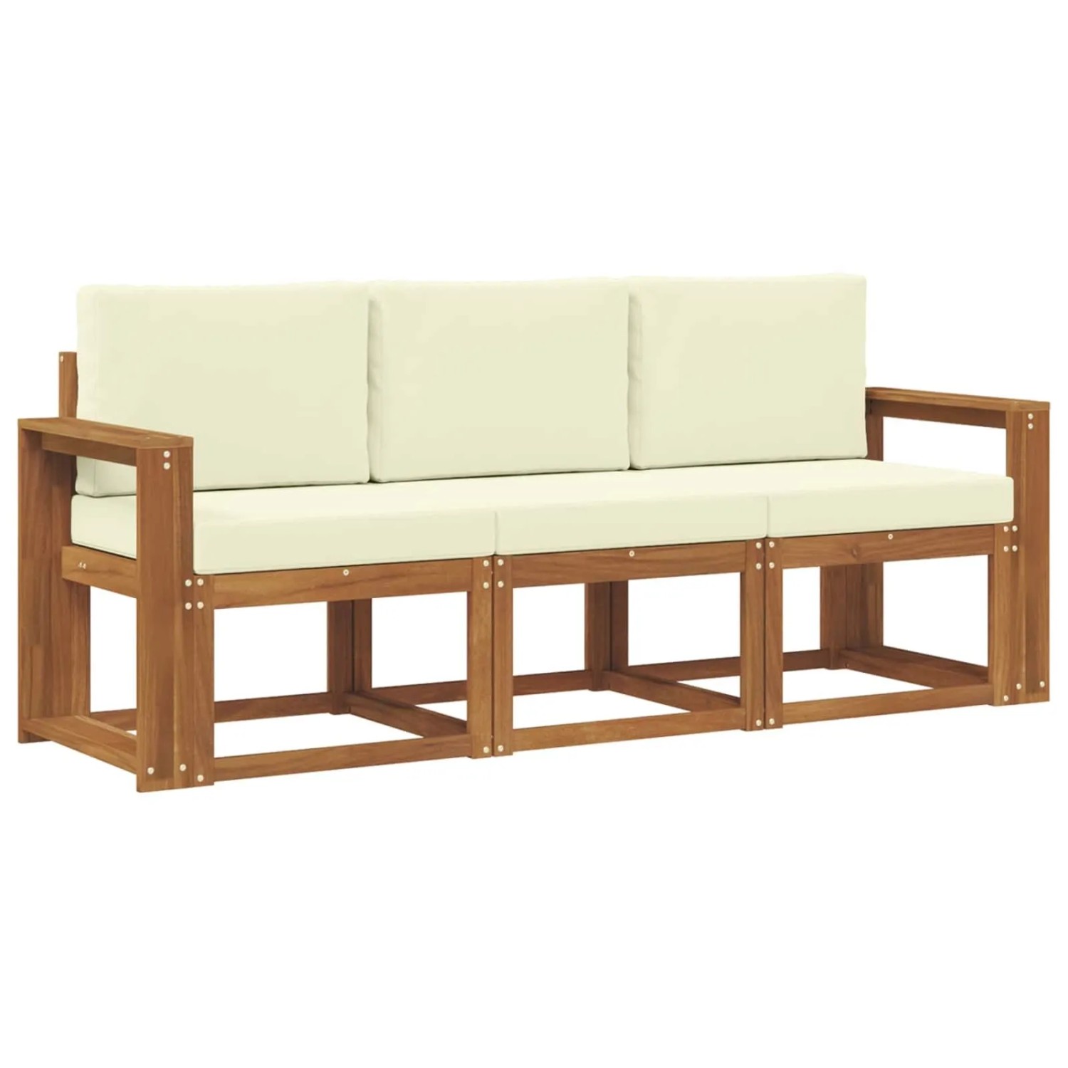 vidaXL Outdoor-Sofagarnitur mit Kissen 3 Stk Natur und Creme 3365943
