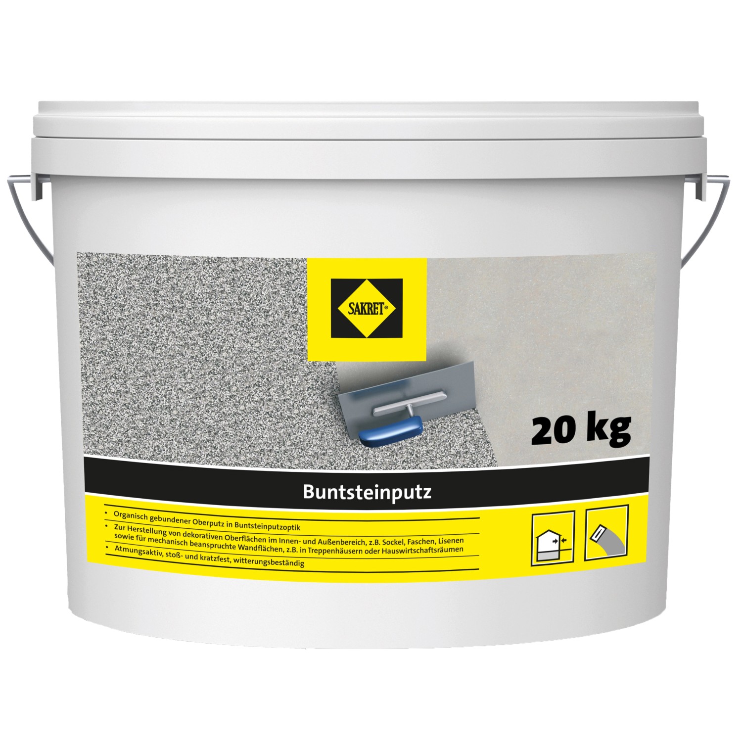 Sakret Buntsteinputz 2 mm Körnung Weiß-Schwarz 20 kg