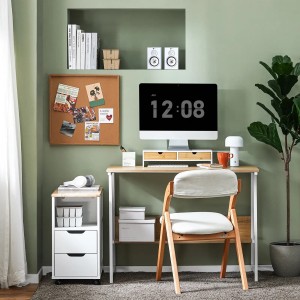 SoBuy Monitorständer mit 2 Schubladen Monitorerhöhung für Schreibtisch 47x11x18cm BBF02-WN
