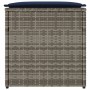 Graue vidaXL Kissenbox aus Poly-Rattan, 50x50x50 cm, zur Aufbewahrung im Garten.
