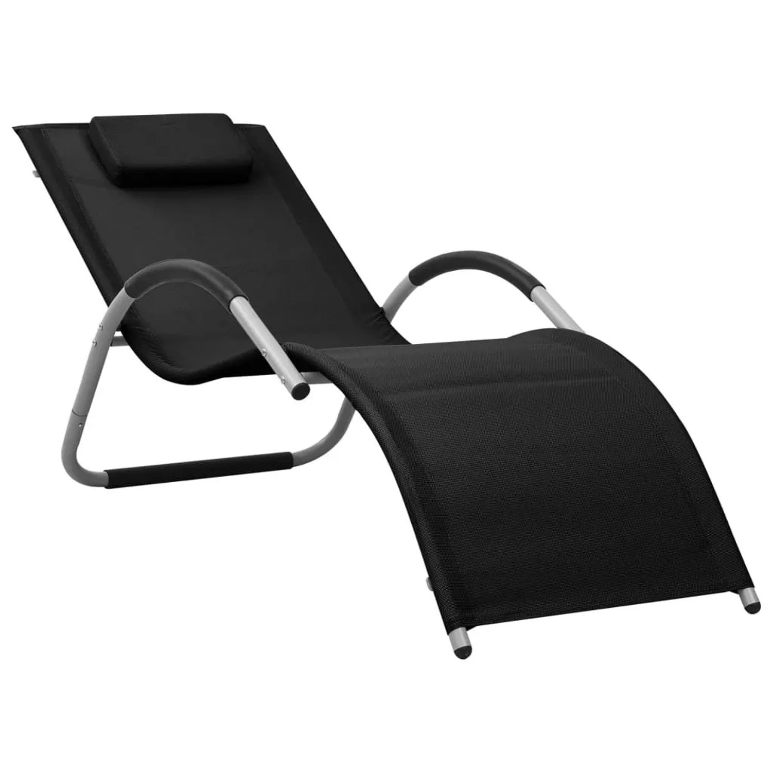 Furnicato Sonnenliege Aus Textilene Und Aluminium 159x62x67 Cm Schwarz Und Grau