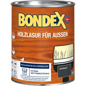 Dose Bondex Holzlasur für Außen, Farbton Anthrazit, 750ml. Holzschutz für Zäune, Fenster und mehr.