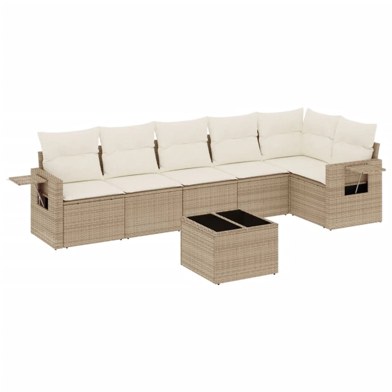 vidaXL 7-Tlg Garten-Sofagarnitur mit Kissen Beige Poly Rattan 3220197 günstig online kaufen