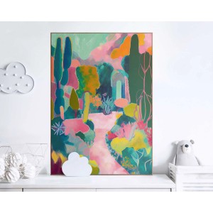 Gerahmtes Bild Mountain Canyon, mehrfarbig, 70x50 cm. Wandbild für Wohnzimmer.