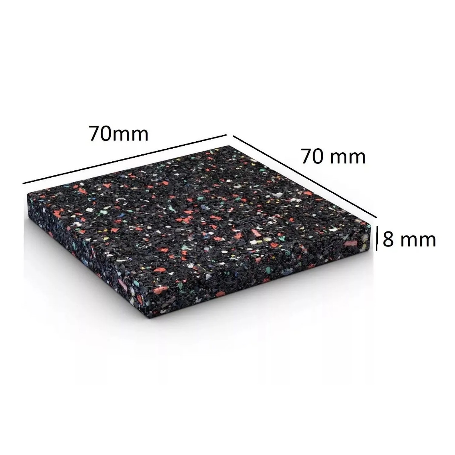 Karibu Unterlagepad, 7x7 cm, 8 mm stark, Gummigranulat, 72 Stück Packung für Gartenhaus Unterkonstruktion.
