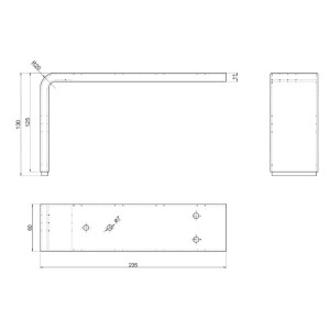 Technische Zeichnung: SOTECH Möbelfuß, Chrom poliert, 130 x 235 x 60 mm, Möbelbein