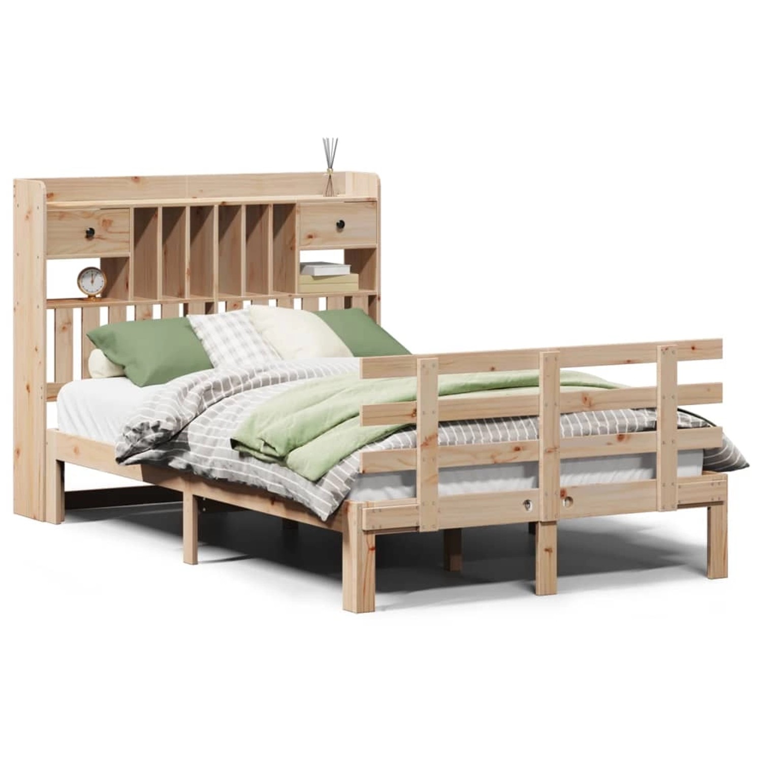 vidaXL Massivholzbett mit Regal ohne Matratze 135x190 cm Kiefer 3322786 günstig online kaufen