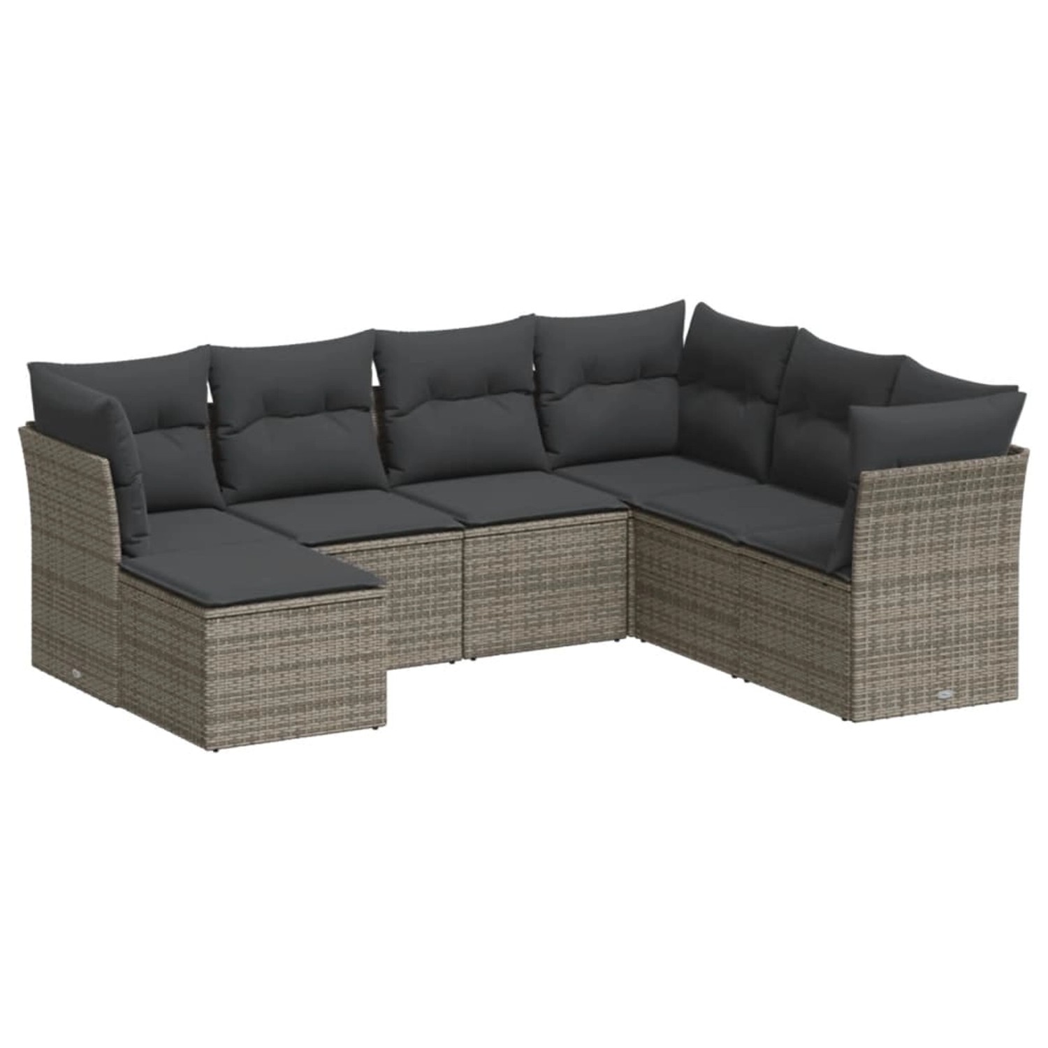 vidaXL 7-tlg Garten-Sofagarnitur mit Kissen Grau Poly Rattan Modell 2