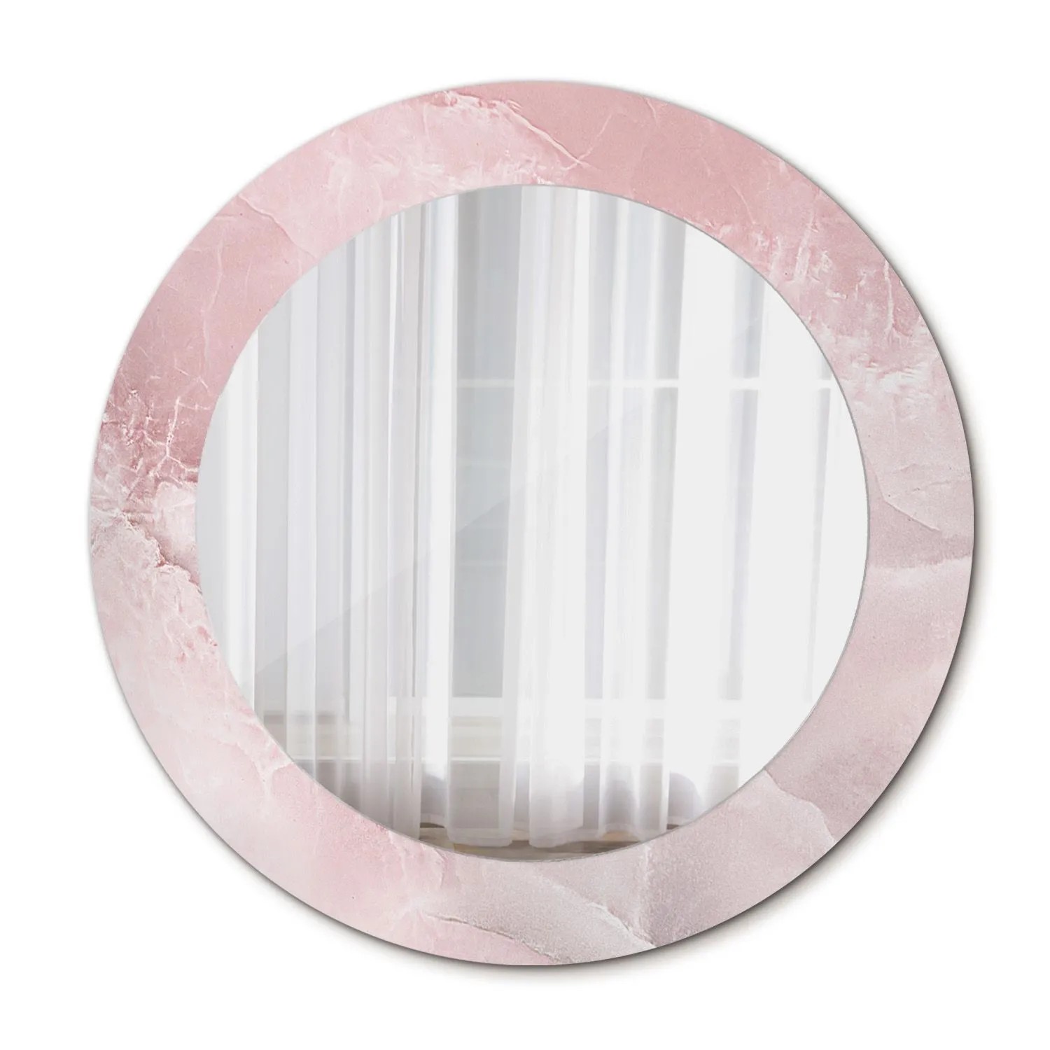 Tulup Spiegel mit Motivdruck Rosa Stein 60x60 cm Runder Spiegel Aufdruck Spiegel Ornament Spiegel Ornamente