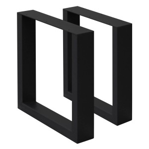 2er Set ECD Germany Tischbeine, 30x43 cm, Schwarz, Stahl, Industriedesign für Esstische.