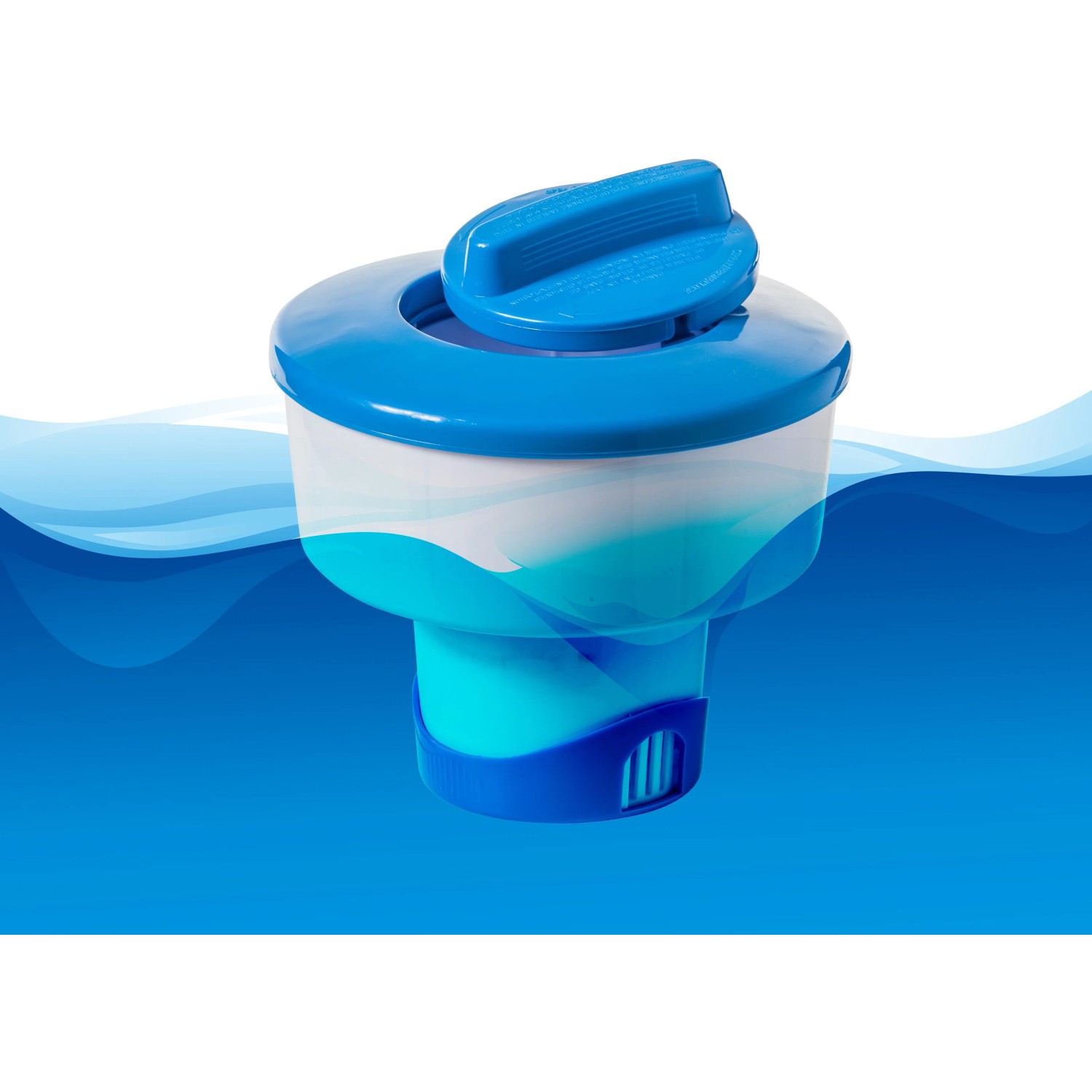 Summer Fun Chlordosierschwimmer für 200g Tabletten, blau-weiß, ausziehbar.