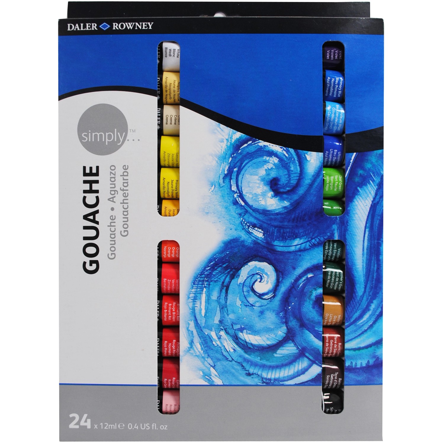 Daler-Rowney Simply Gouache-Set mit 24 x 12 ml Farbtuben