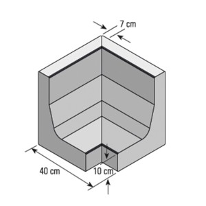 Grauer Winkel-Eckstein 40x40x40 cm für Einfassungen, Stufen und Mauersysteme.