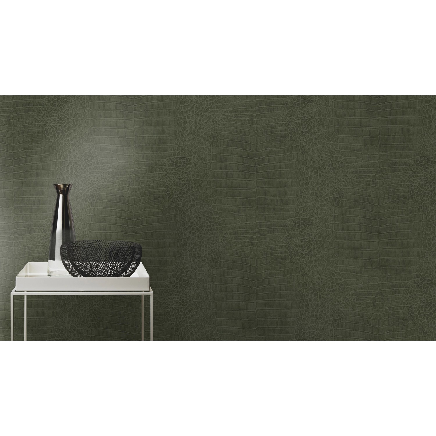 Rasch Vliestapete African Queen III Krokodil Dunkelgrün 10,05 x 0,53 m ...