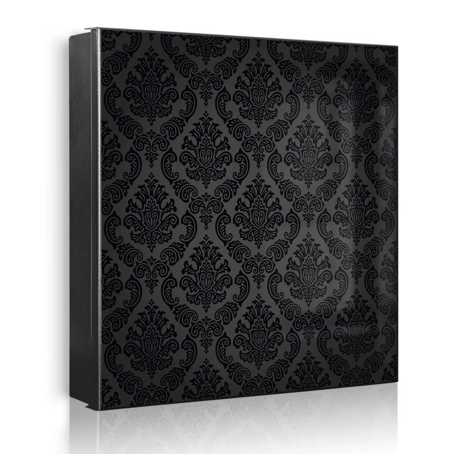 Banjado Großer Schlüsselkasten Metall 30x30cm Schwarz Scharnier Links 50 Haken Beschreibbar Magnetisch Motiv Black Deluxe