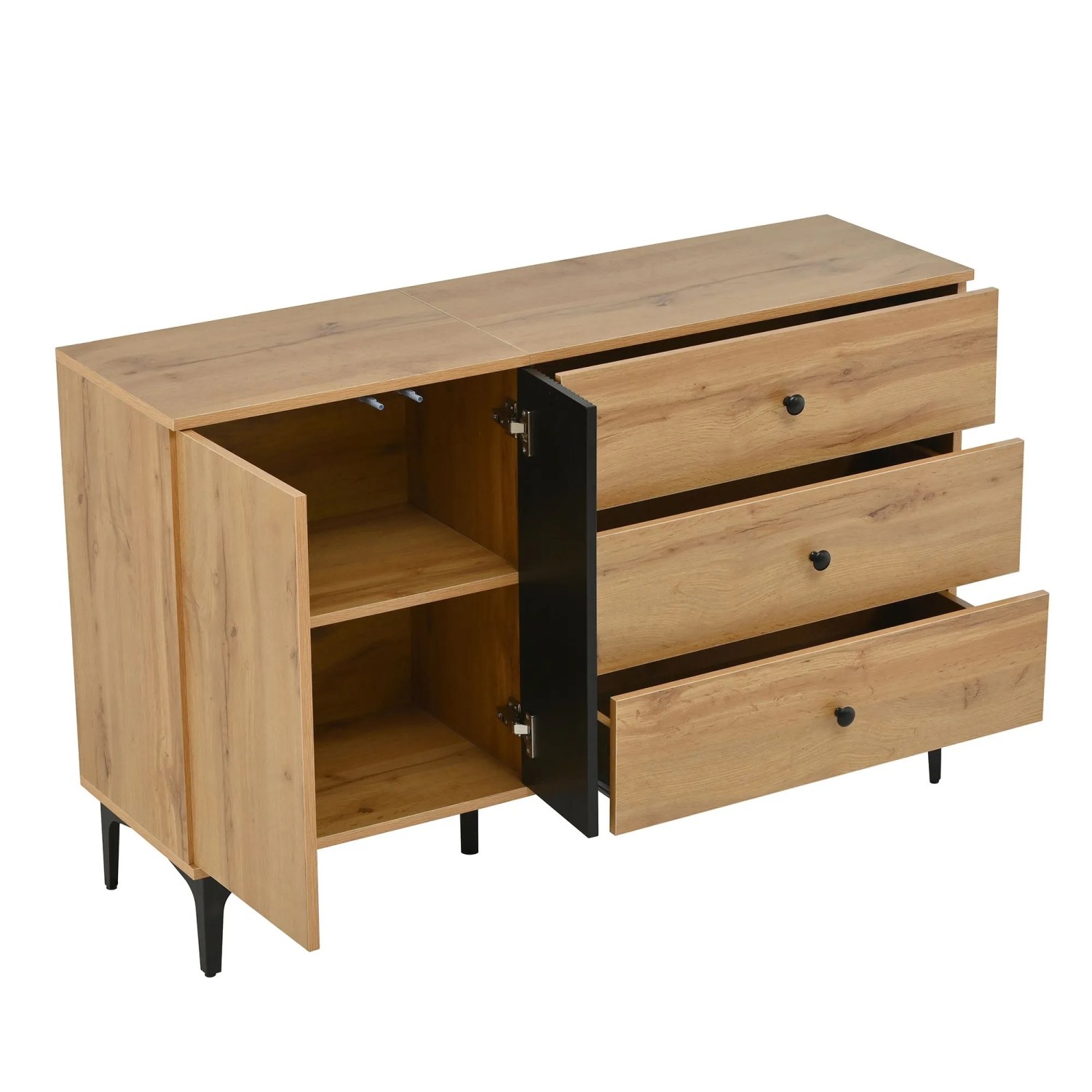 okwish Sideboard mit Modernem Stauraum Buffet Wohnzimmer 120x35x76cm Natur