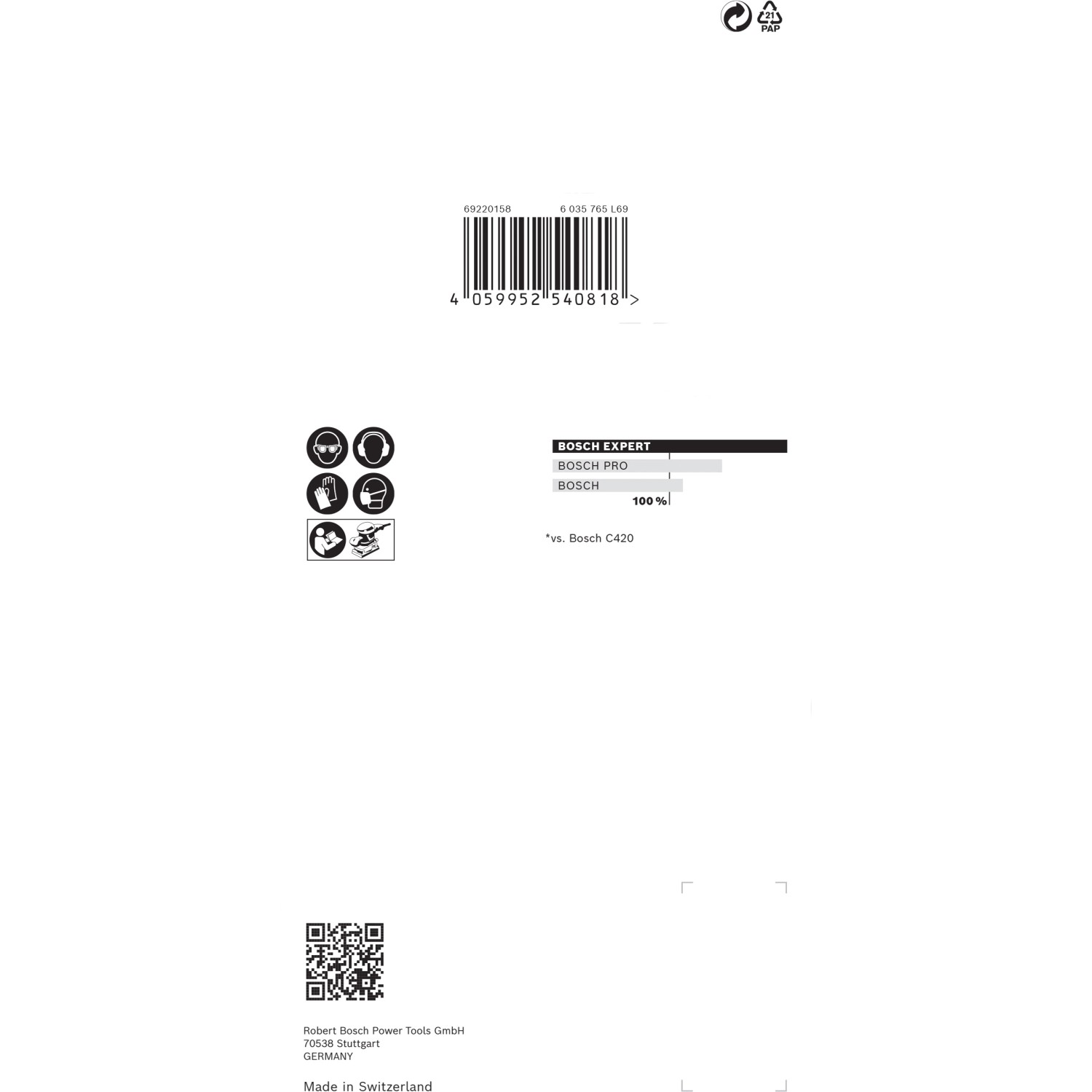 Verpackung Bosch Expert Netzschleifblatt M480 K80, 10 Stück für Schwingschleifer.