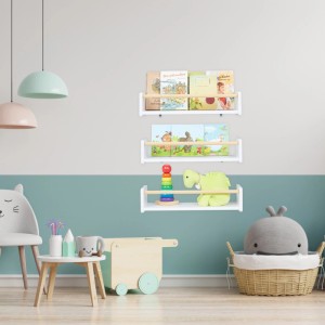 Relaxdays Kinderregal 3er Set MDF Kiefernholz Weiß Natur 12 cm x 50 cm x 18 cm