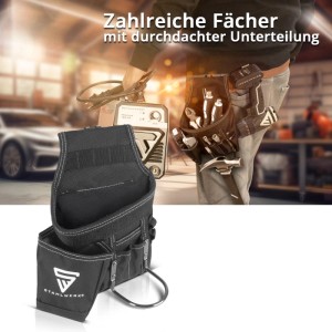 STAHLWERK Werkzeuggürtel aus Polyester, vielseitige Werkzeugtasche für Handwerker und Heimwerker.