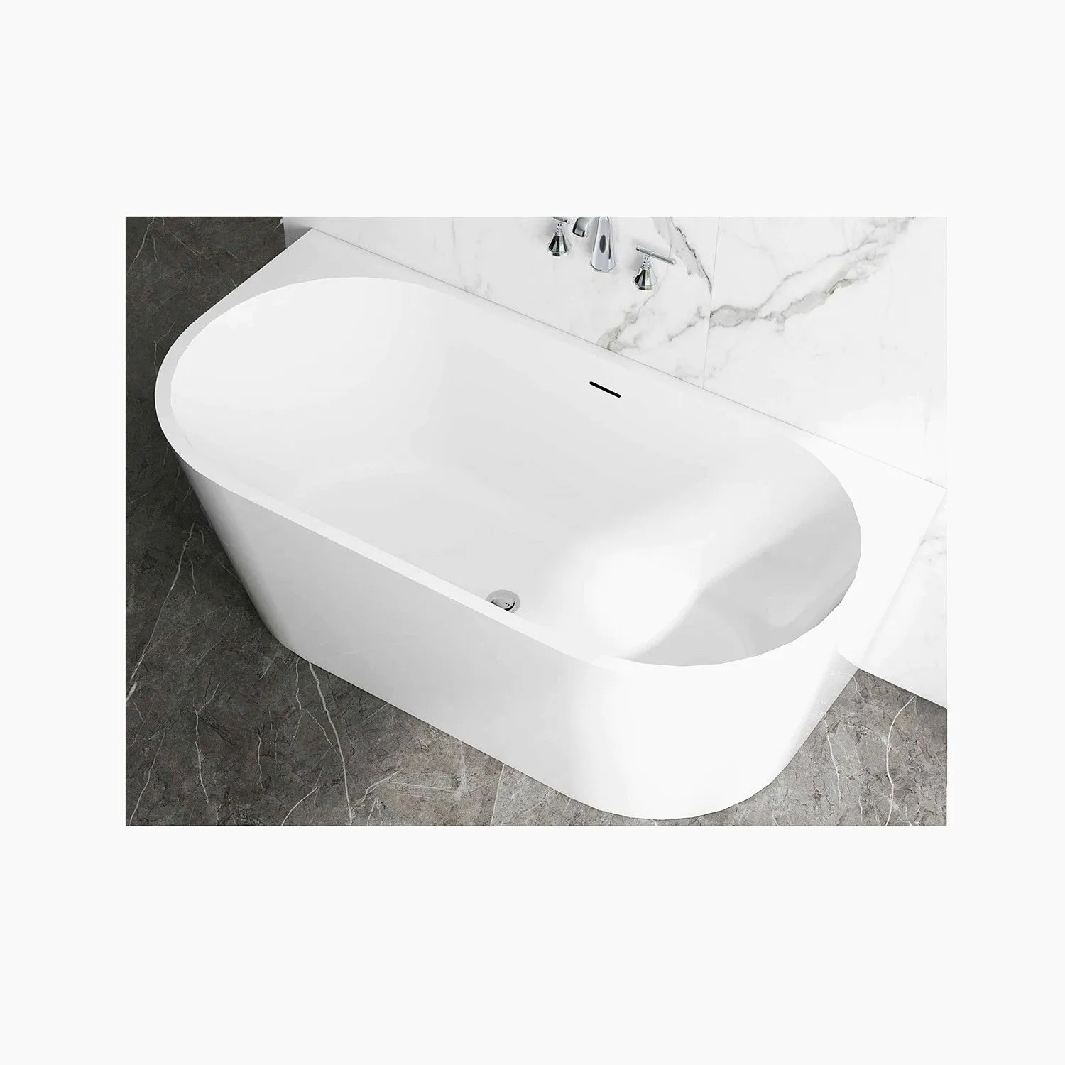 Duschparadies Badewanne Freistehende Acrylbadewanne Acrylwanne Mit Siphon Set 150 x 75 x 58cm Weiß