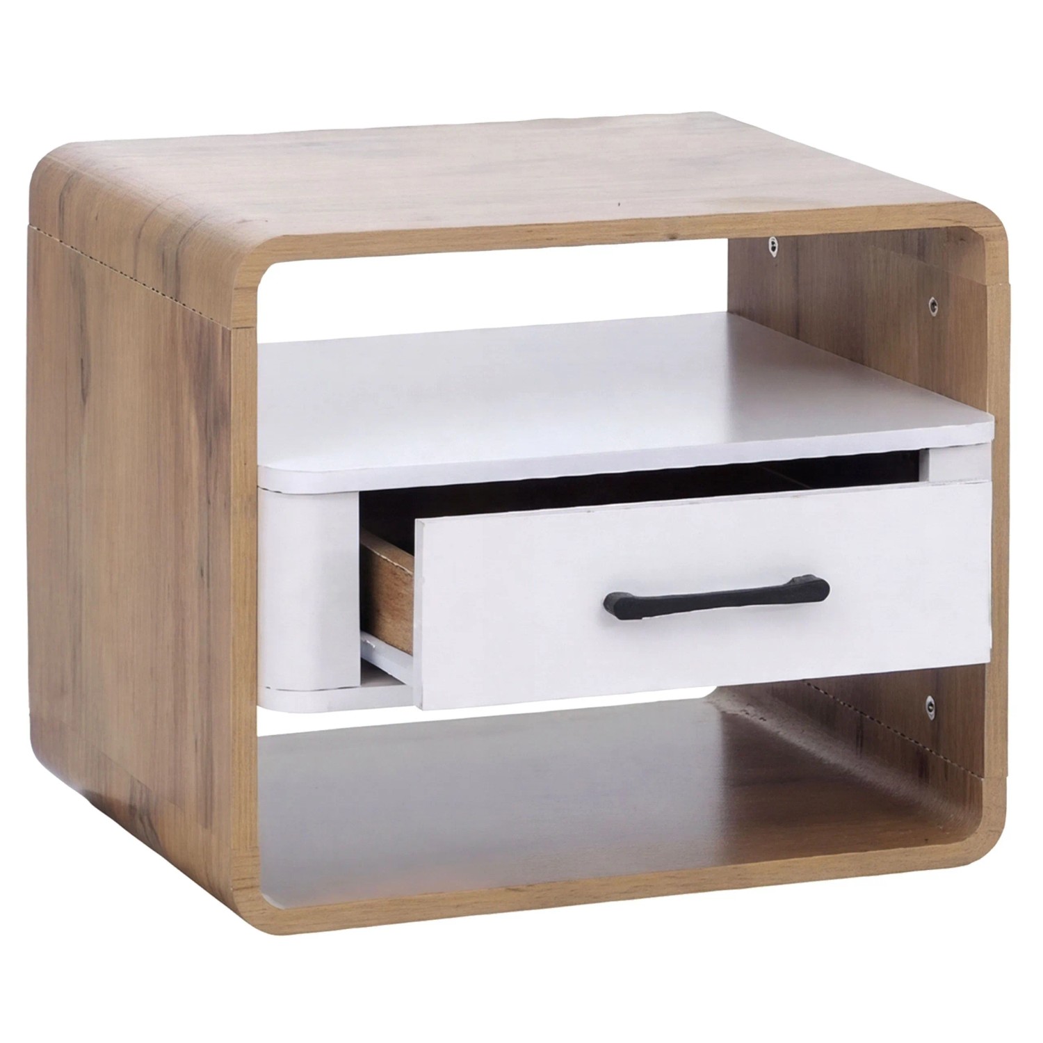 MCW Nachttisch P43 Schublade MDF 40x48x44cm Wotan-Eiche-Optik Weiß