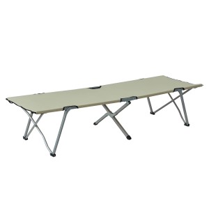 Outsunny Feldbett, beige Liegefläche mit silbernem Metallgestell, ideal für Camping.