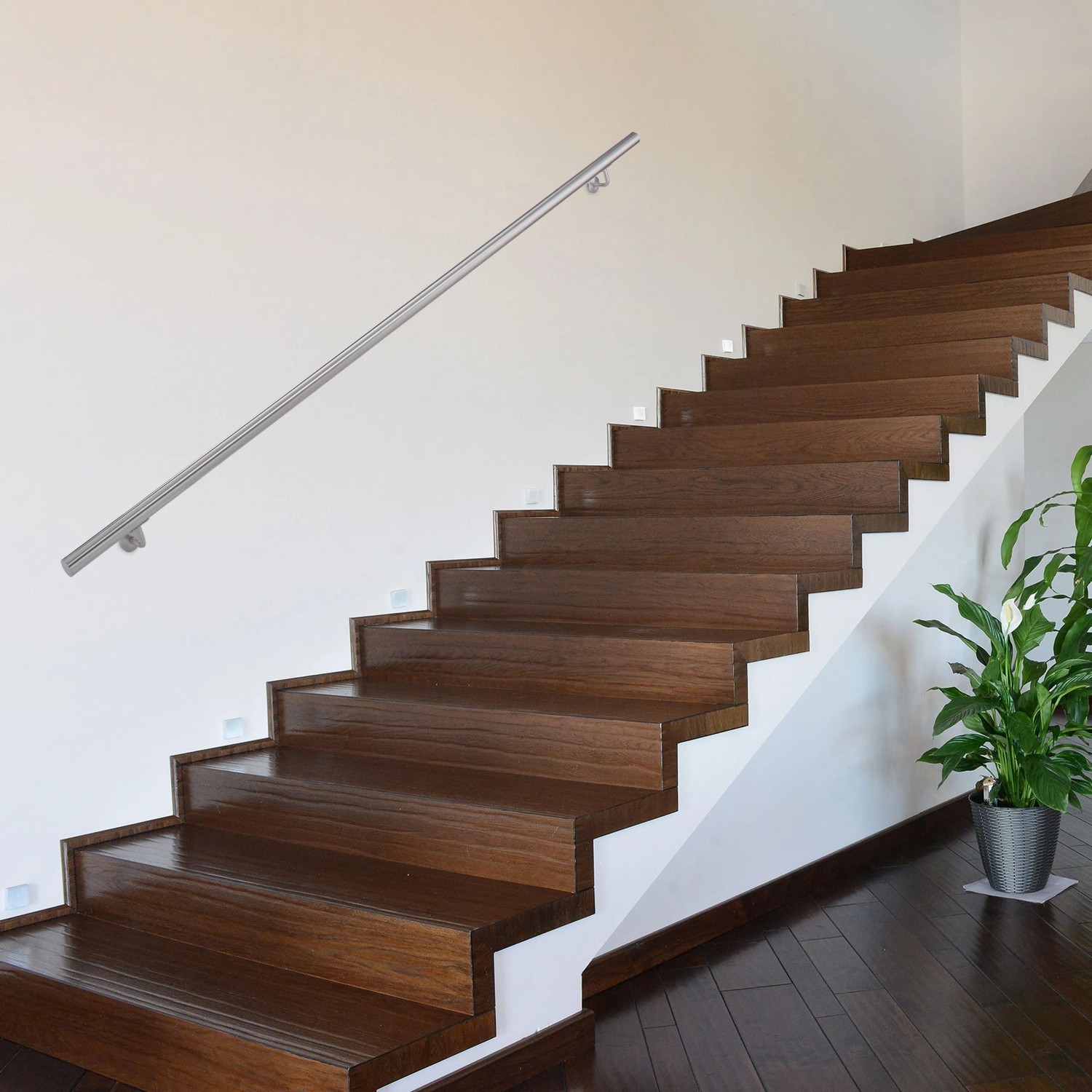 Relaxdays Rundhandlauf Edelstahl Silber 200 cm 38 mm Durchmesser für Wandmontage_2