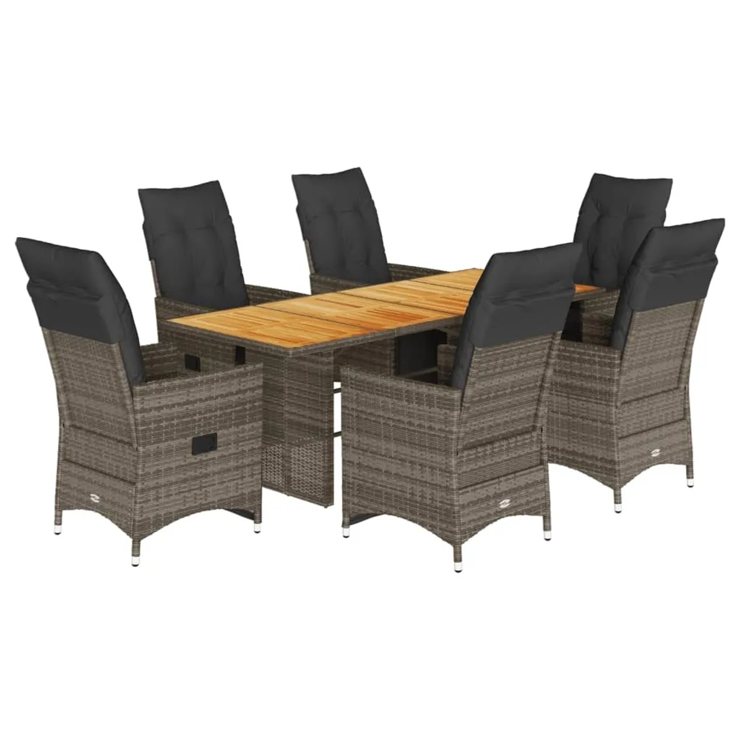 vidaXL 7-tlg Garten-Bistro-Set mit Kissen Grau Poly Rattan Modell 1 günstig online kaufen